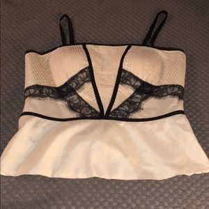 Black and white tank. Goes under black blazer.